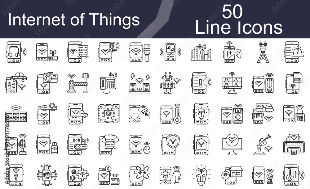 Fototapeta premium Internet of Things Smart Device Icons Set