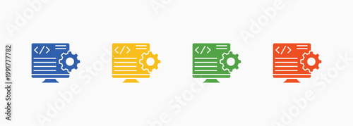 Script Icon Set Color Multiple Style Collection Element For Design