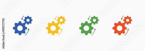 Proses Icon Set Color Multiple Style Collection Element For Design