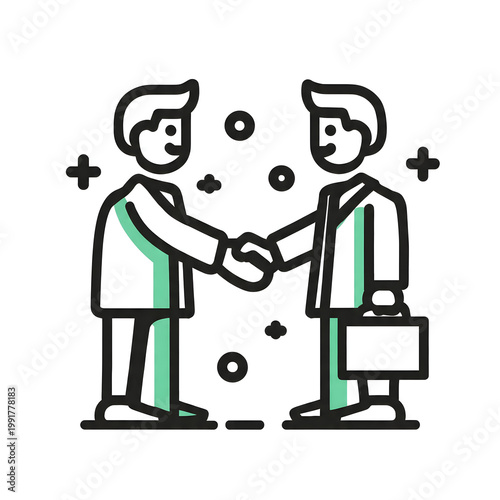 Business Handshake Icon: Two Businessmen Making a Deal and Agreement