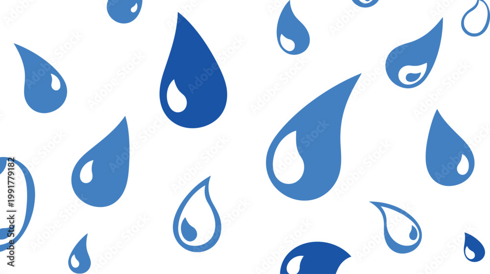Fototapeta premium Falling water drops flat vector splash day design white background