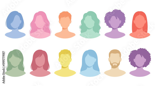 Colorful User Avatar Icons Diverse People Profile Characters Illustration Set Pack