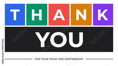 Thank You Colorful Text Blocks Gratitude Appreciation Message Design Graphic