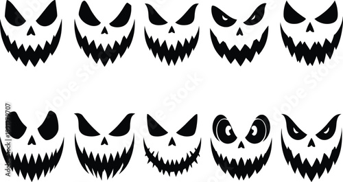 Happy halloween set of black silhouettes