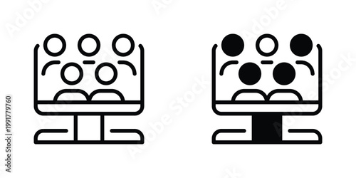 Video Conference Vector Line Icon for business and communication