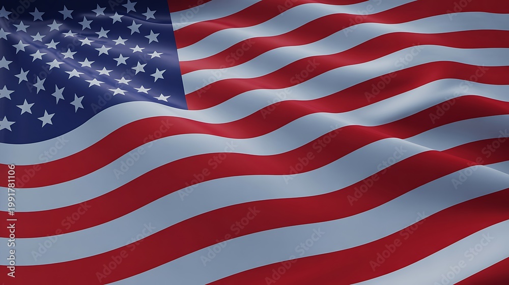 Obraz premium Waving American flag close-up detail united states