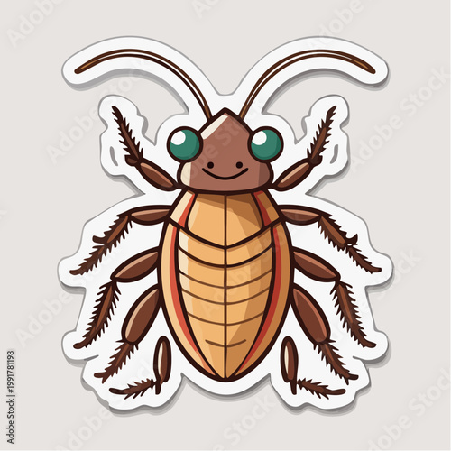Cute cartoon cockroach sticker
