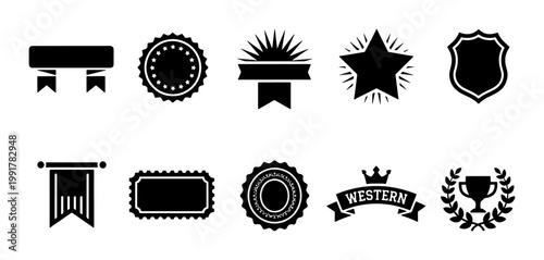 Schilderij op canvas Vintage black badge collection, 10 retro award icons and heraldic symbols, decor