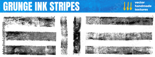 Roller ink line grunge with long streak strip texture for social media and collage zine. Handmade paint print paper stamp with printmaking highlight. Vector rolled ink set as annotation marker set.