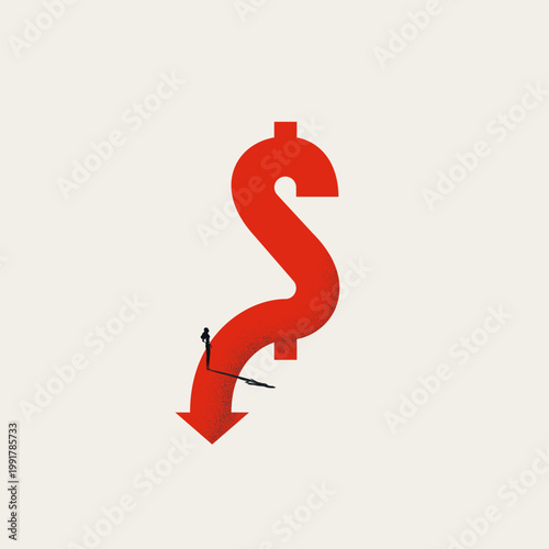 Business failure vector concept. Symbol of loss, crash, crisis, devaluation, recession. Minimal design eps10 illustration.