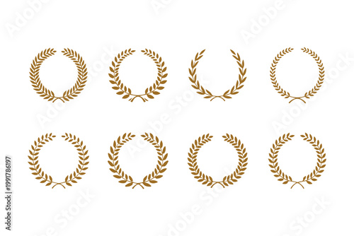 Gold Laurel Wreath Vector Set for Awards, Luxury Logos and Certificates