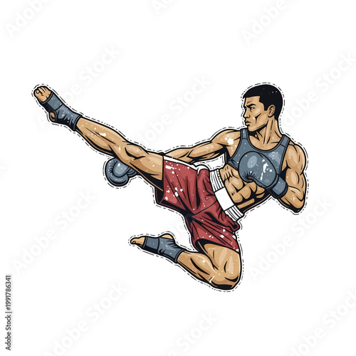 Martial Arts Fighter Kicking