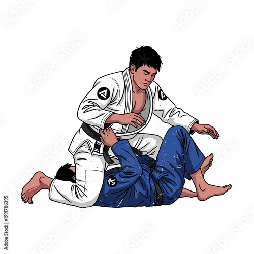Martial Arts Grappling, Jiu Jitsu Fight, Combat Sports Training