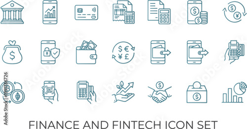 Finance & Fin tech Linear Icon Collection.