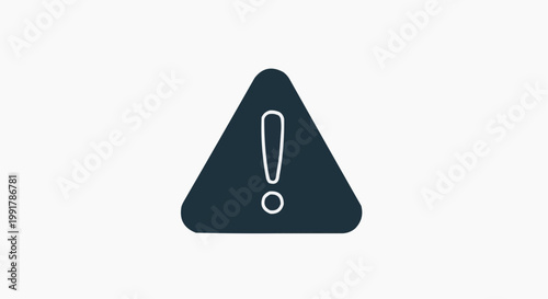 Warning sign vector icon with exclamation mark, black triangle alert symbol for safety and hazard notification, digital interface caution UI element