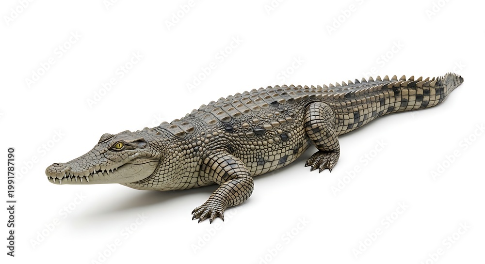 Fototapeta premium Crocodile toy model on white background.