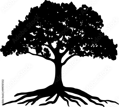 A strikingly detailed photograph of a Kapok tree showcases its massive buttress roots and towering trunk against a pristine white backdrop, exuding a sense of isolation and grandeur