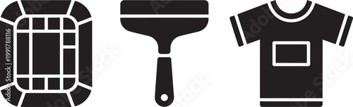 Stadium, Trowel, and T-shirt Icons for Sports, Construction, and Apparel with trowel icon, t-shirt icon
