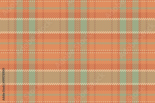 Duvet seamless tartan textile, fancy pattern fabric background. Handmade vector plaid texture check in orange and pastel colors.