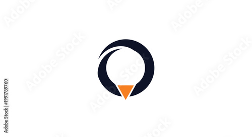 Abstract Circular Shape with Orange Triangle Accent.