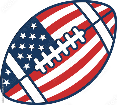American Flag Football Vector USA Patriotic Sports Ball 4th of July Independence Day Icon