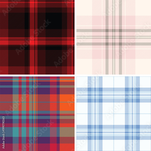 Retro plaid pattern bundle for craft cutting. Clear tartan paths support plotters. Vector accuracy helps production.