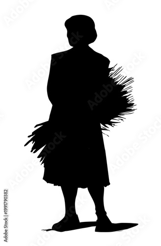 Vector drawing. Man with wheat