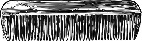 Vintage wooden hair comb with fine teeth, classic grooming accessory illustration