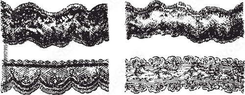 Vintage lace trims collection ornate decorative textile patterns with floral and scalloped edges for fashion and design embellishment