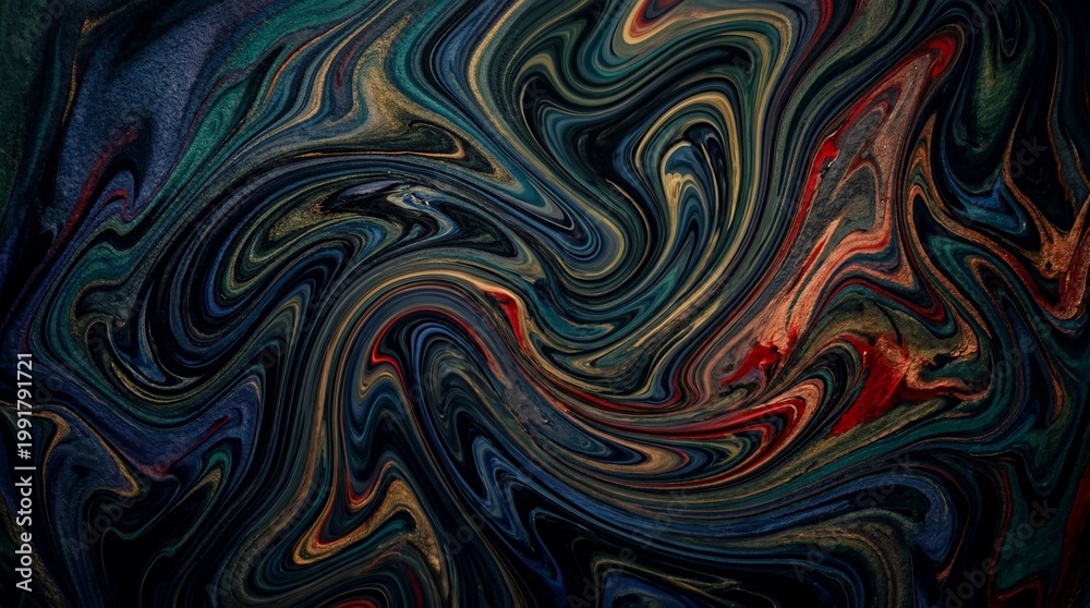 Obraz premium Abstract Swirling Dark Colors Fluid Art Background.