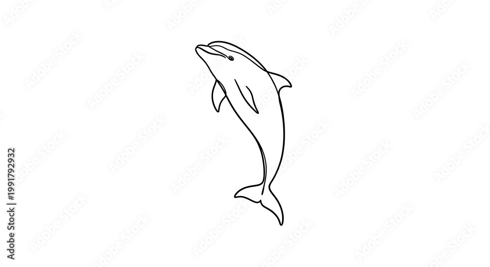 Fototapeta premium Dolphin jumping out of water illustration.