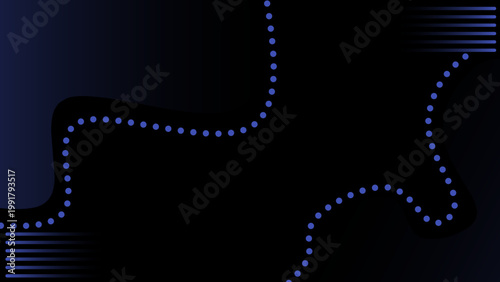 Dynamic digital pathway with luminous blue dotted lines flowing across a dark, abstract background, representing data and connectivity