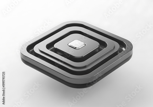 Metallic layered squares 3d render