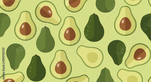 Avocado Fruit Pattern Design.