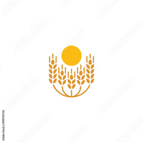 Sun and wheat logo concept with agriculture illustration business minimalist