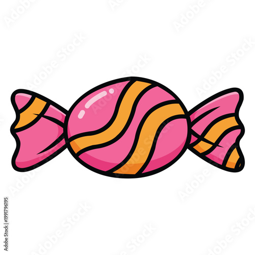 Sweet Treat: A vibrantly colored, wrapped piece of candy, beckoning with the promise of sweetness and joy. 