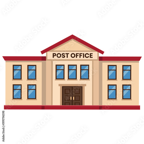 Post Office Building Illustration: An inviting illustration of a classic post office, its facade exuding a sense of community service.