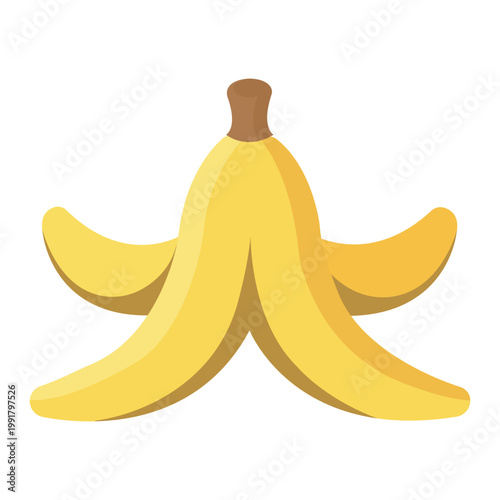 Peel of a Banana : A close-up shot of a banana peel, featuring its iconic curved shape and vibrant yellow color, ready to be used as a classic gag.