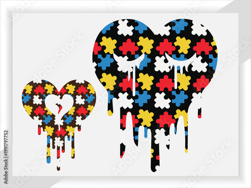 Creative Heart Puzzle Pattern Emotional Concept Art Vector Design