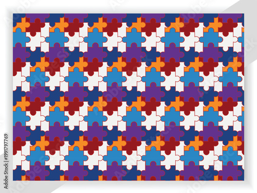 Abstract Colorful Puzzle Grid Pattern Design