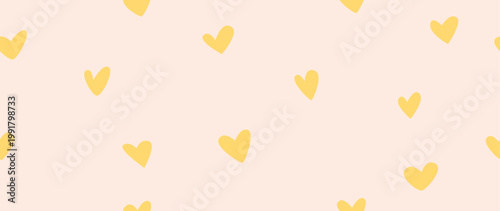 Vector flat illustration. Seamless minimalistic pattern with hearts. Perfect for textile design, screensavers, covers, cards, invitations and posters.