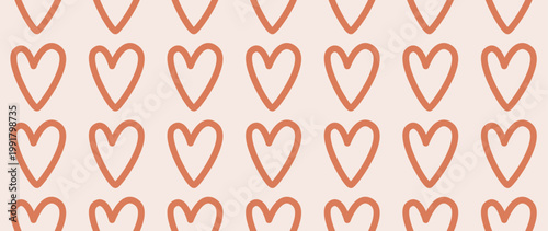 Vector flat illustration. Seamless minimalistic pattern with hearts. Perfect for textile design, screensavers, covers, cards, invitations and posters.