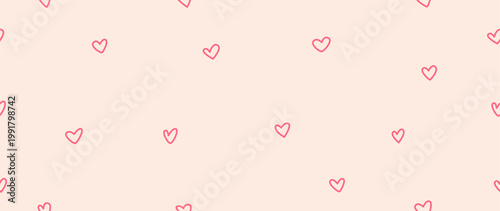 Vector flat illustration. Seamless minimalistic pattern with hearts. Perfect for textile design, screensavers, covers, cards, invitations and posters.