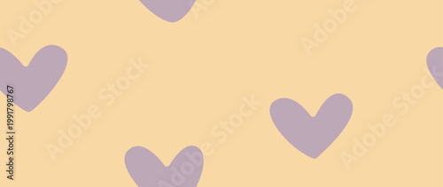 Vector flat illustration. Seamless minimalistic pattern with hearts. Perfect for textile design, screensavers, covers, cards, invitations and posters.