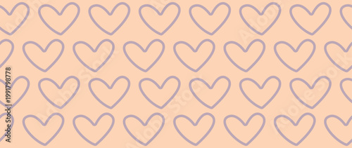 Vector flat illustration. Seamless minimalistic pattern with hearts. Perfect for textile design, screensavers, covers, cards, invitations and posters.