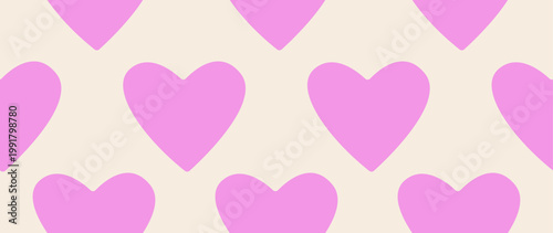 Vector flat illustration. Seamless minimalistic pattern with hearts. Perfect for textile design, screensavers, covers, cards, invitations and posters.