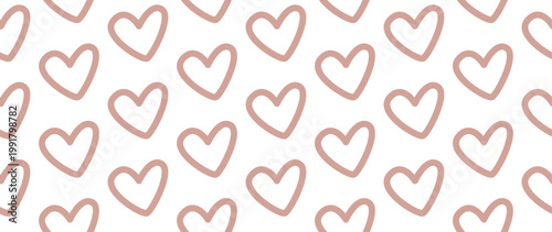 Vector flat illustration. Seamless minimalistic pattern with hearts. Perfect for textile design, screensavers, covers, cards, invitations and posters.