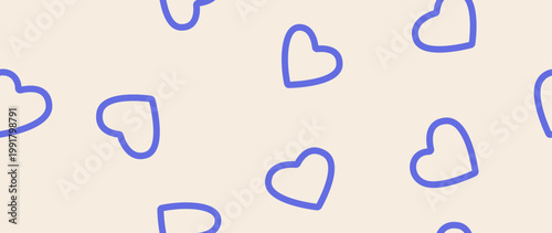 Vector flat illustration. Seamless minimalistic pattern with hearts. Perfect for textile design, screensavers, covers, cards, invitations and posters.