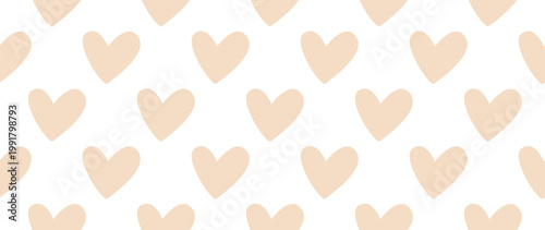 Vector flat illustration. Seamless minimalistic pattern with hearts. Perfect for textile design, screensavers, covers, cards, invitations and posters.