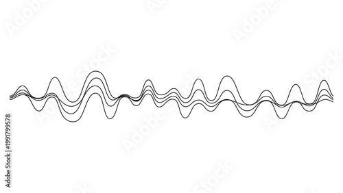 Abstract illustration of multiple intersecting sound wave frequencies.